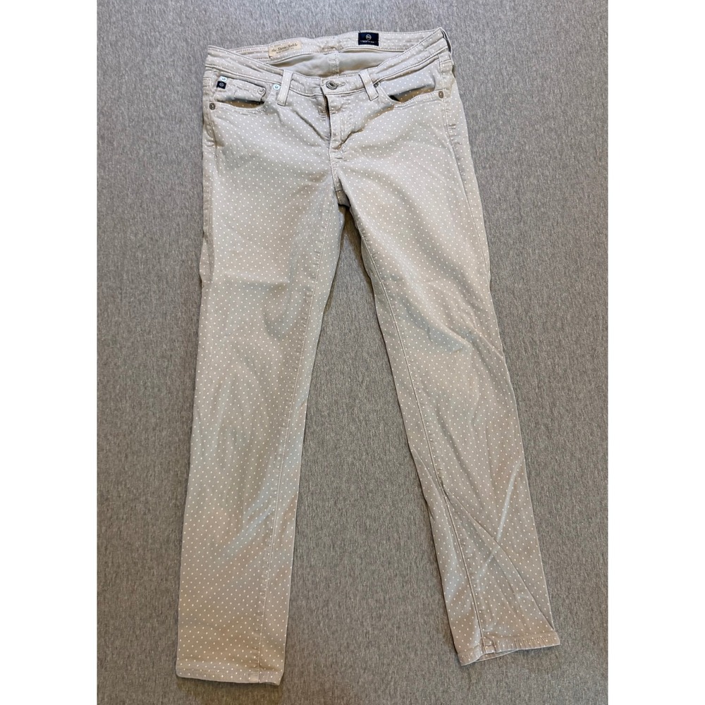 AG Adriano Goldschmied Stevie Ankle Slim Straight Polka Dot Grey Jeans 27R